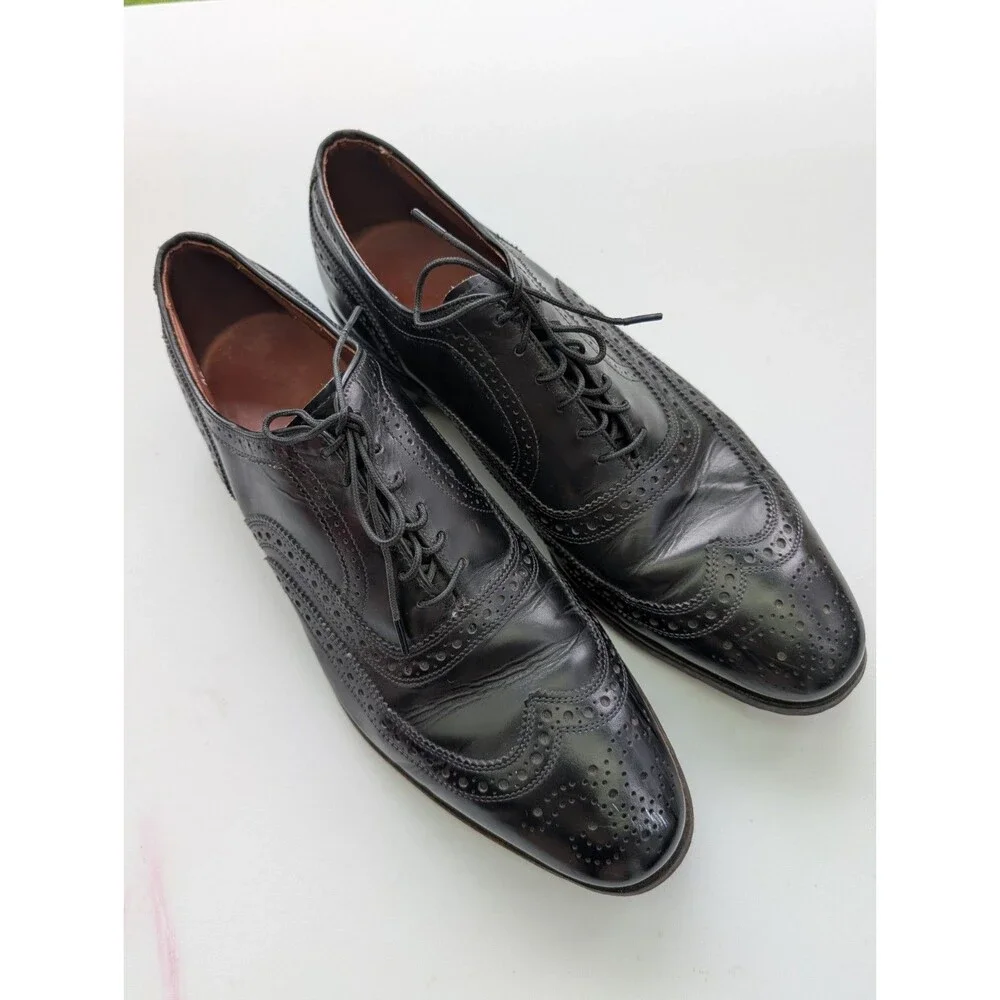 Allen Edmonds McAllister Wingtip Oxford Black Leather USA 10.5 C Dress Shoes